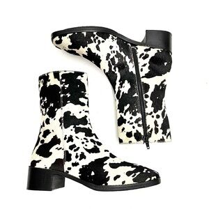Vintage Y2K deadstock cow print pony hair square toe western fashion boots